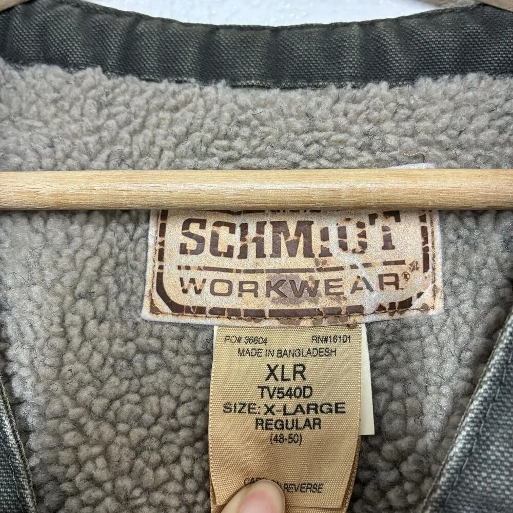C.E. Schmidt Workwear Vest Mens XL Green Canvas Sherpa Lined Zip Pockets TV540D